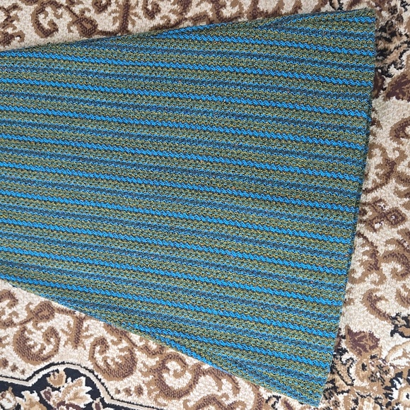60s 70s Vintage Woven Striped Maxi Skirt Retro Boho 1970 Blue Green Gold - Picture 13 of 16